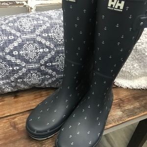 Helly Hansen W Veierland 2 Graphic Evening Blue Nautical Rain boots - Size 10